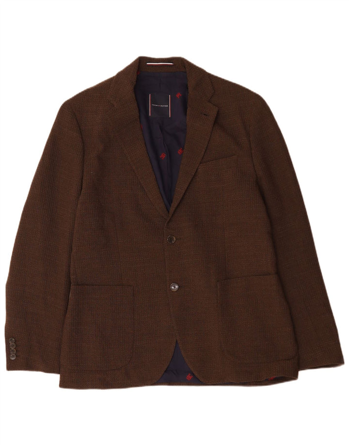 Tommy Hilfiger Veste blazer à 2 boutons pour homme IT 50 Large Marron Polyester
