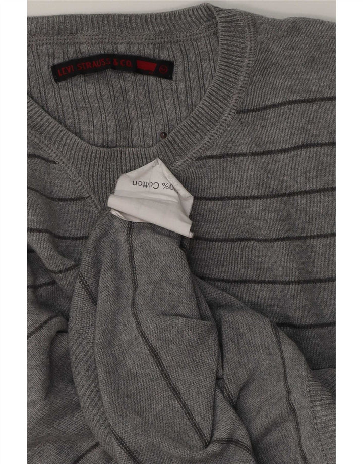 Levi's Pull Ras du Cou Homme Gris Moyen Rayé Coton