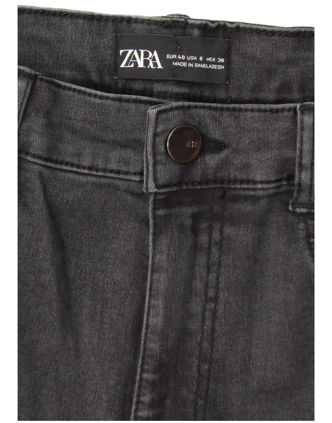 Zara Jean skinny effet vieilli pour femme EU 40 Medium W30 L28 Gris