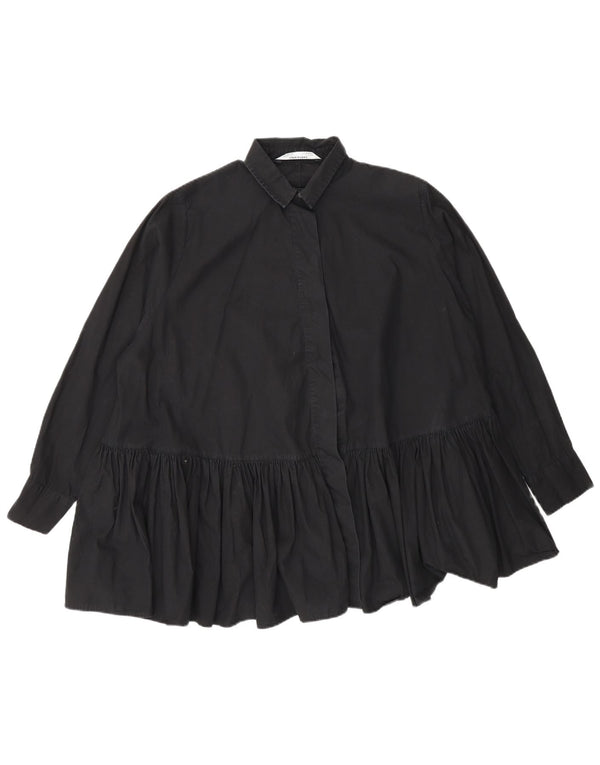 Zara Chemisier surdimensionné pour femme UK 10 Petit coton noir