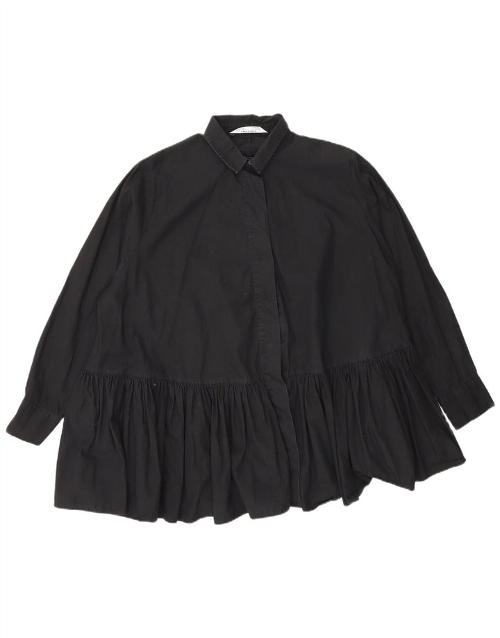 Zara Chemisier surdimensionné pour femme UK 10 Petit coton noir
