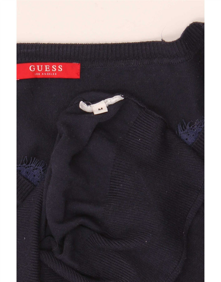 Guess Pull col V pour femme UK 12 Bleu marine moyen
