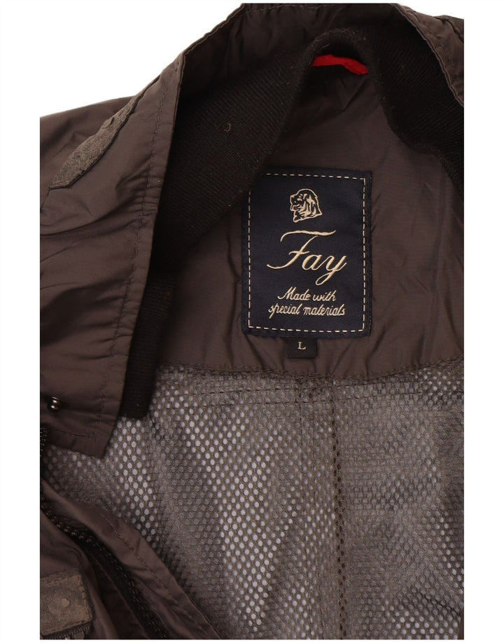 Fay Veste Bomber Femme UK 16 Large Marron Polyamide