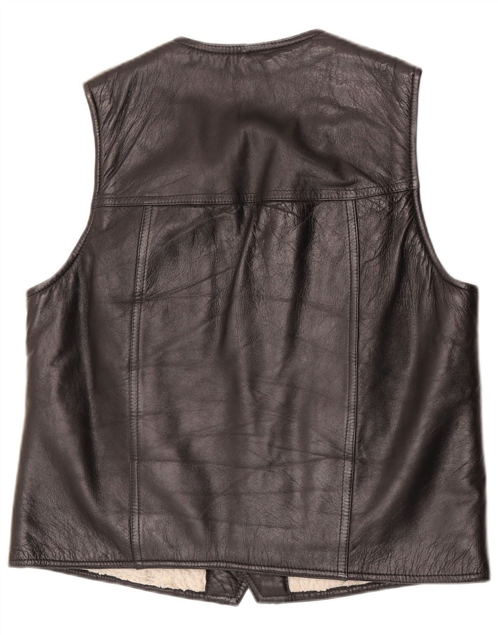 gilet en cuir homme vintage noir moyen