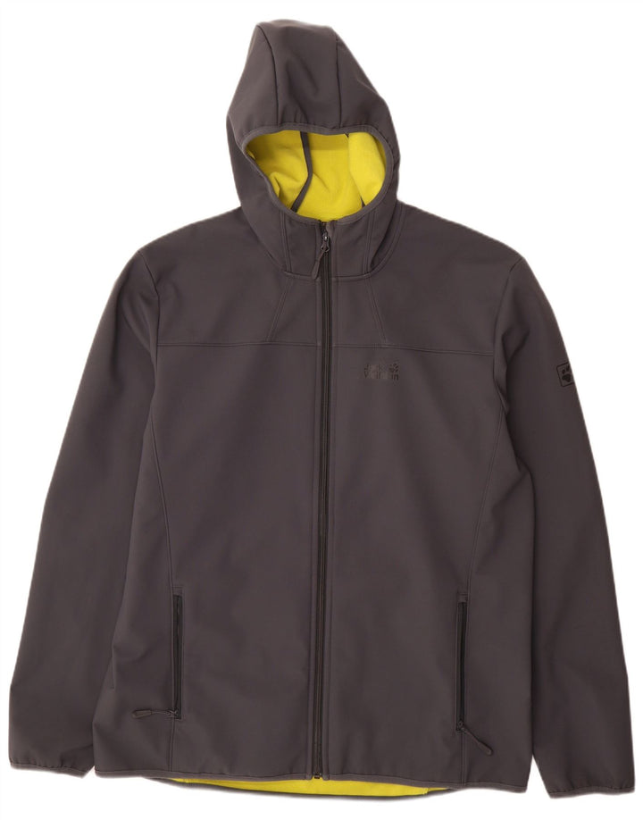 Jack Wolfskin Veste coupe-vent à capuche pour homme UK 48 2XL Gris Polyester