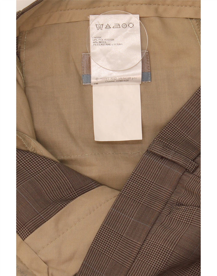 Marks & Spencer Pantalon de costume pour homme W34 L31 Marron à carreaux Polyester