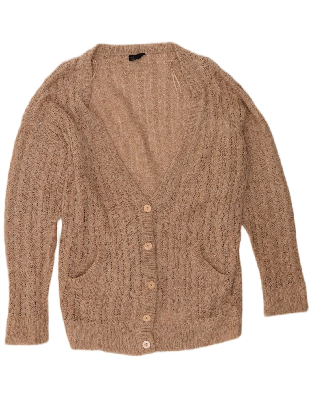 Topshop Cardigan surdimensionné pour femme UK 12 Acrylique beige moyen
