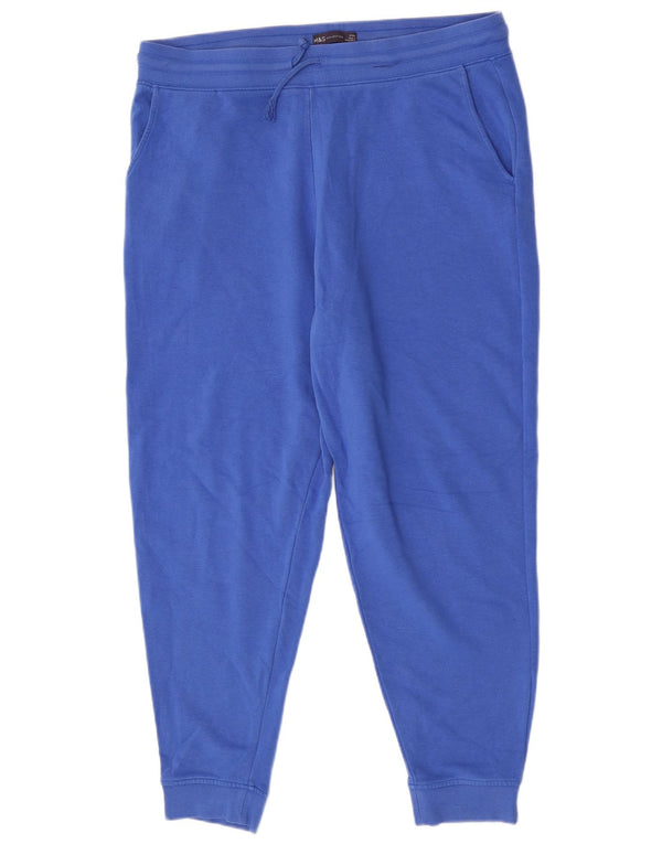 Marks & Spencer Womens Tracksuit Trousers Joggers UK 18 XL Blue Cotton
