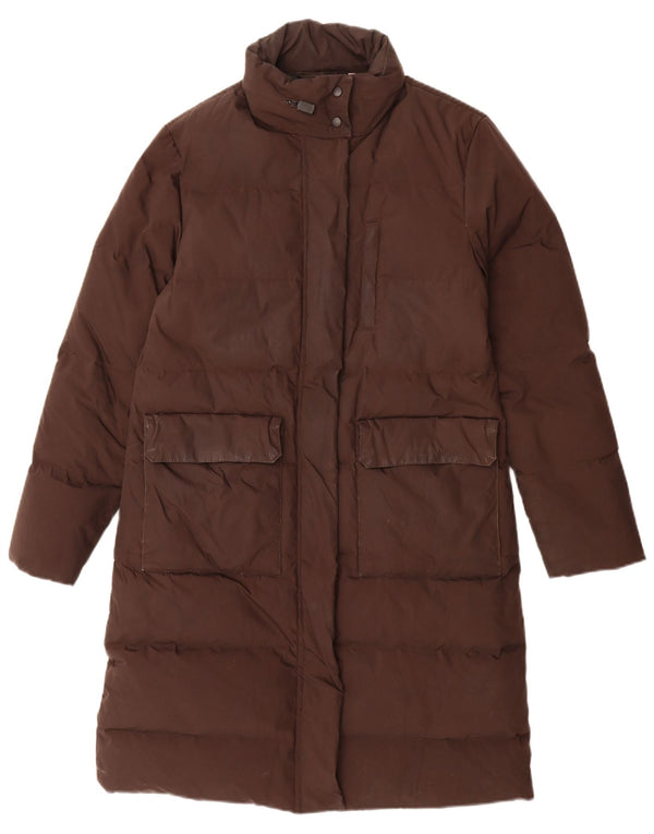 Aspesi Manteau rembourré à capuche pour femme UK 14 Nylon marron moyen