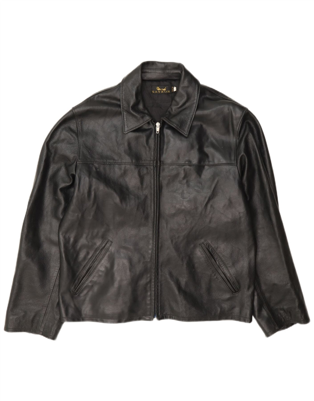veste en cuir homme vintage UK 40 Grand Noir