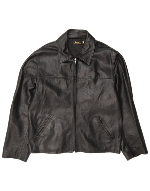 veste en cuir homme vintage UK 40 Grand Noir