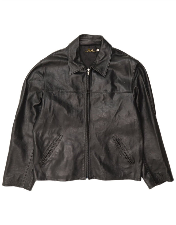 veste en cuir homme vintage UK 40 Grand Noir