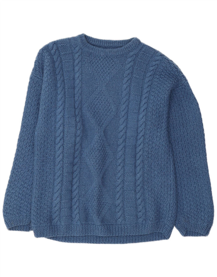 vintage Homme Col Bateau Pull Pull Bleu Moyen