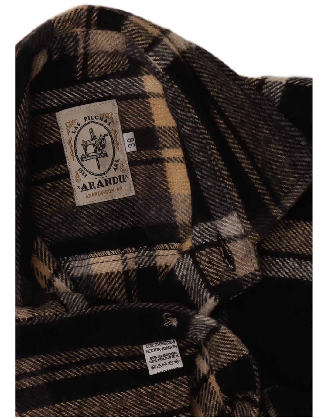 vintage Chemise en flanelle homme Taille 38 Coton à carreaux noirs moyens