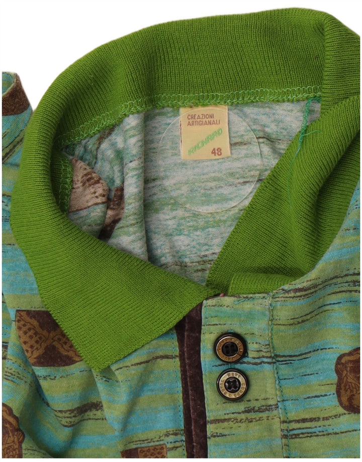 Polo Homme Vintage IT 48 Coton Géométrique Vert Moyen