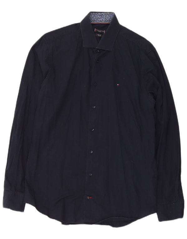 Tommy Hilfiger Chemise slim fit facile d'entretien pour homme Taille 41 16 Bleu marine moyen