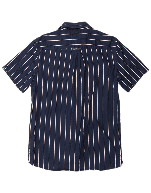 Tommy Hilfiger Chemise à manches courtes pour homme Petit coton rayé bleu marine
