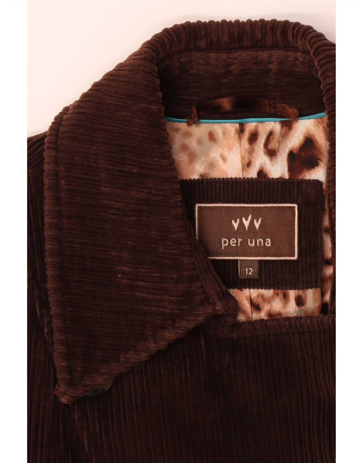 Marks & Spencer Caban en velours côtelé Per Una pour femme UK 12 en coton marron moyen