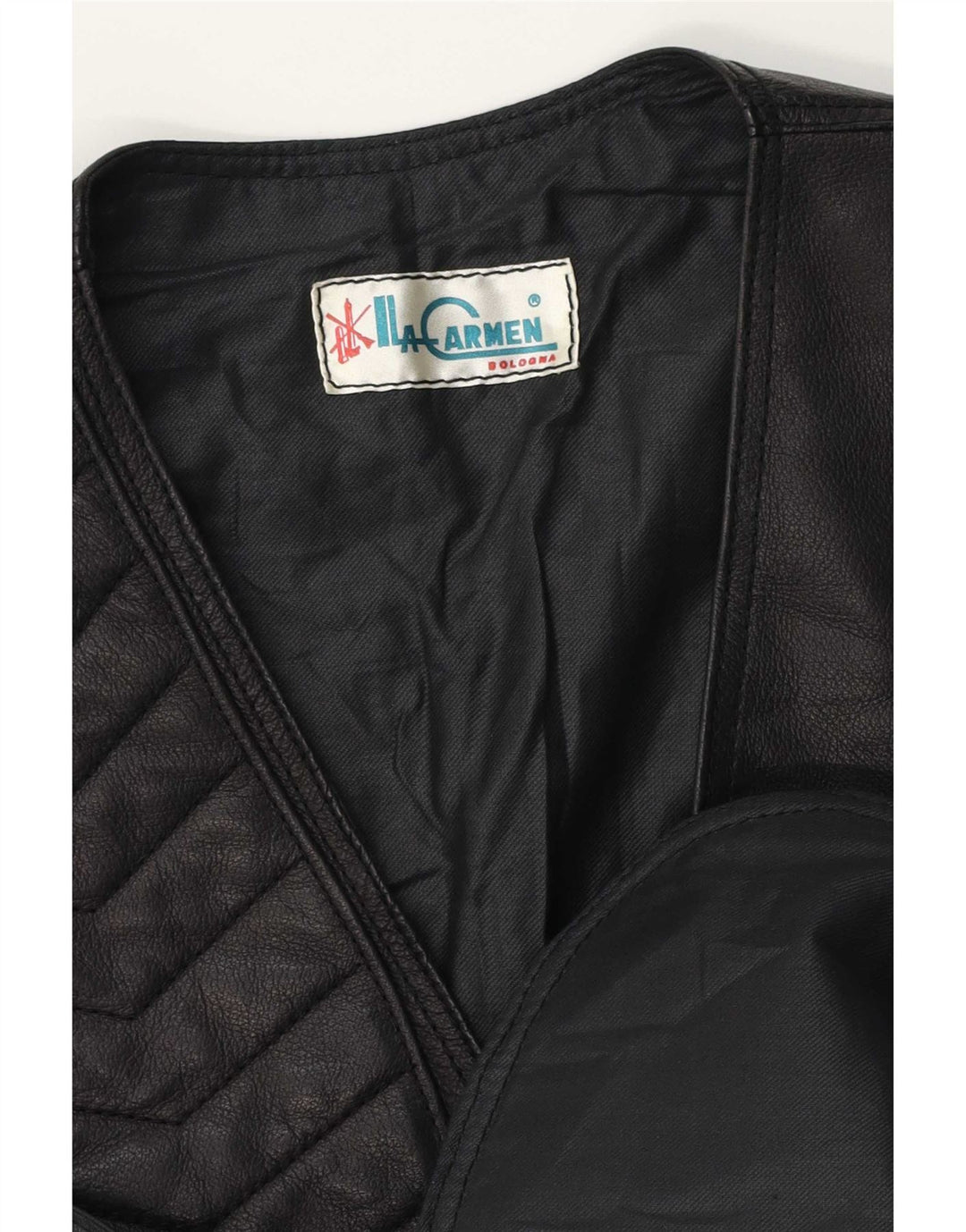 gilet en cuir femme vintage UK 14 Moyen Noir