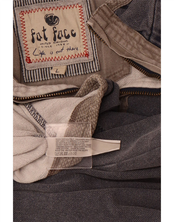 Fat Face Sweat-shirt à col zippé pour homme en coton gris Taille L