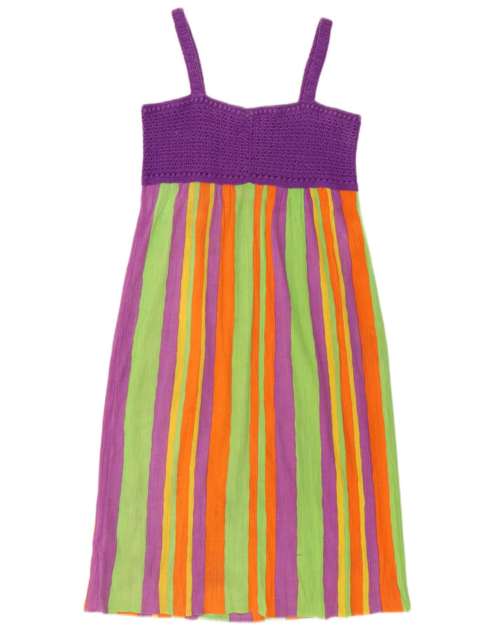 vintage Womens Sundress UK 8 Petit Rayé Multicolore