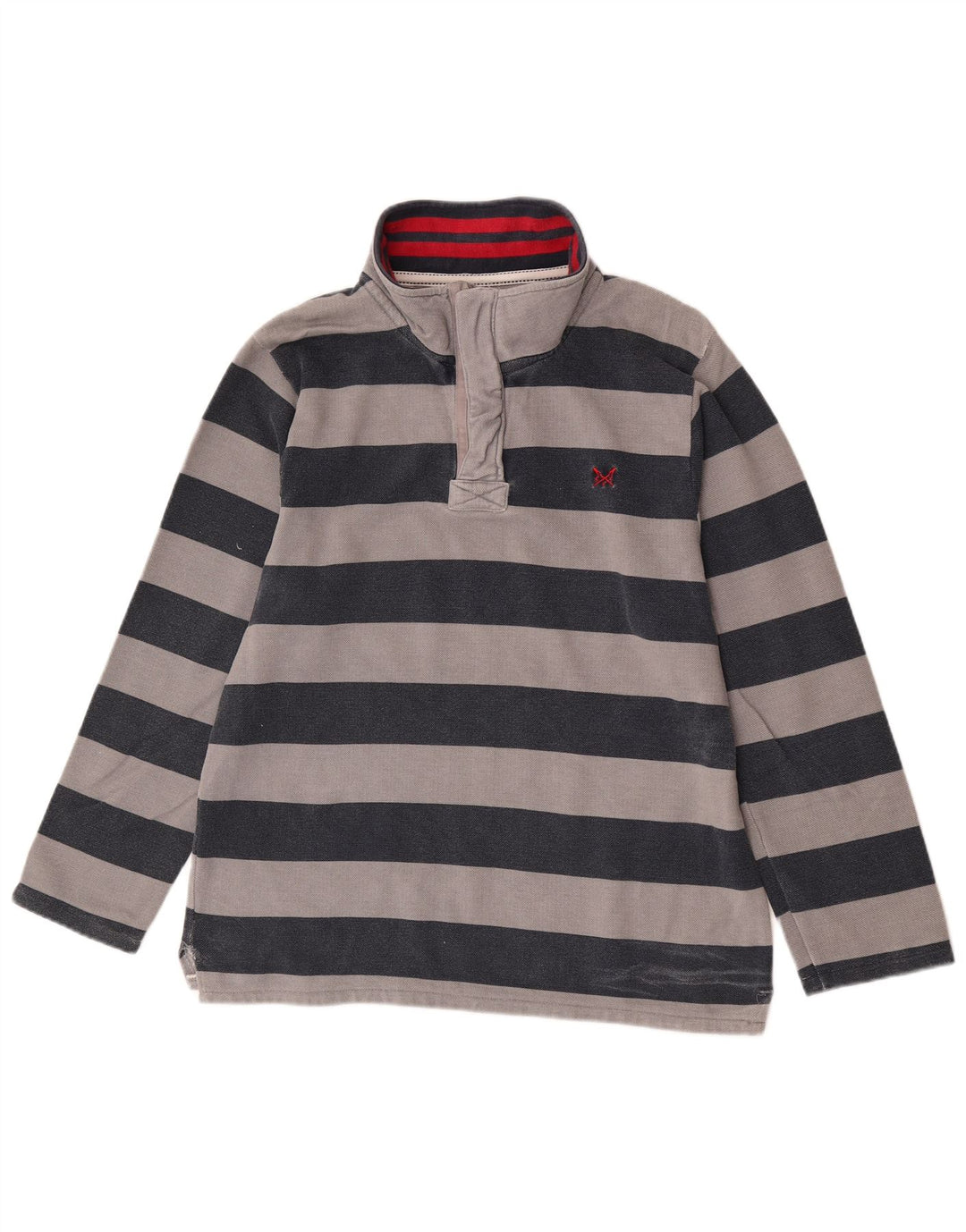 Crew Clothing Sweat-shirt à col zippé pour homme Gris moyen rayé