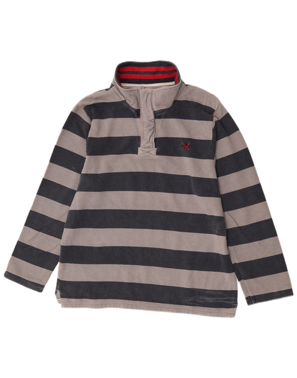 Crew Clothing Sweat-shirt à col zippé pour homme Gris moyen rayé