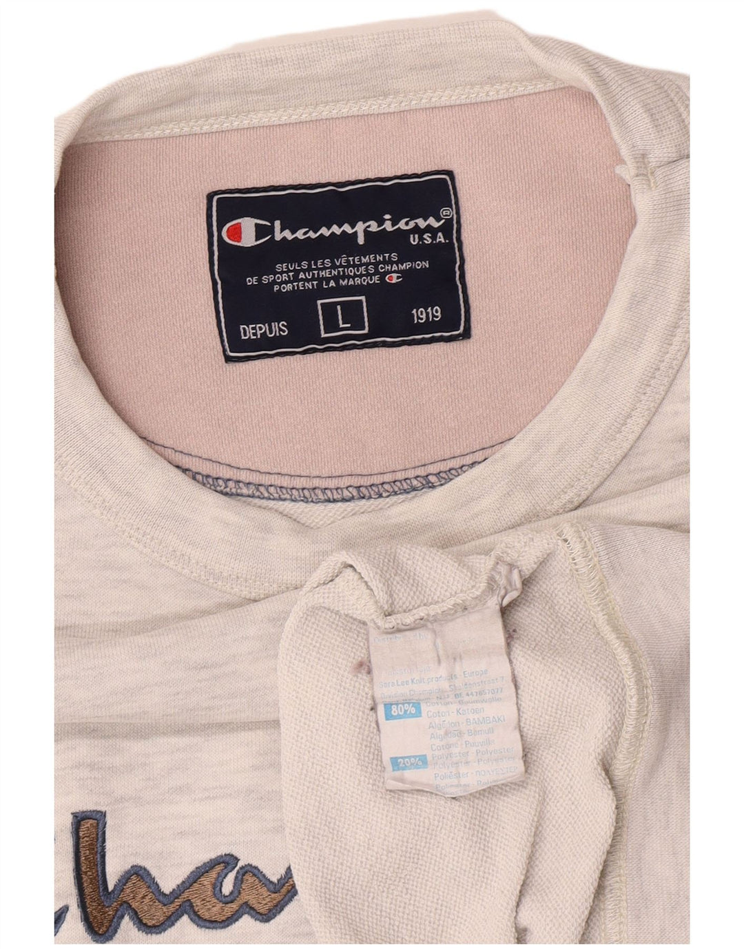 Champion Sweat-shirt graphique pour homme en coton moucheté gris grand