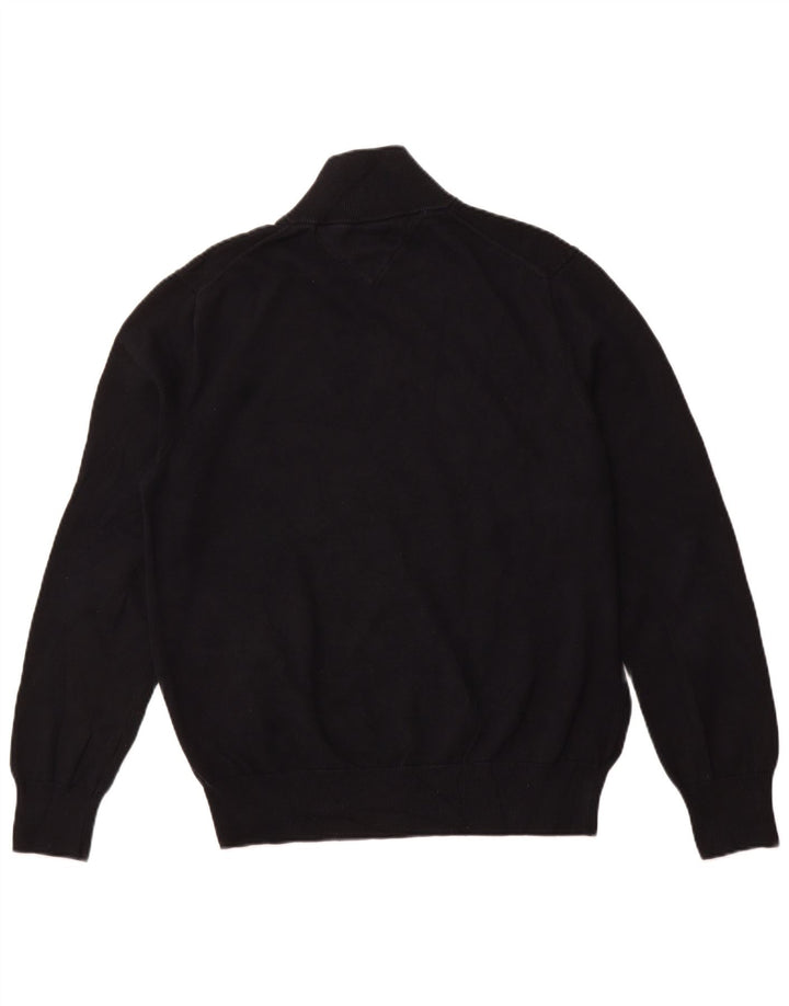 TOMMY HILFIGER Pull à col zippé pour homme Grand coton noir