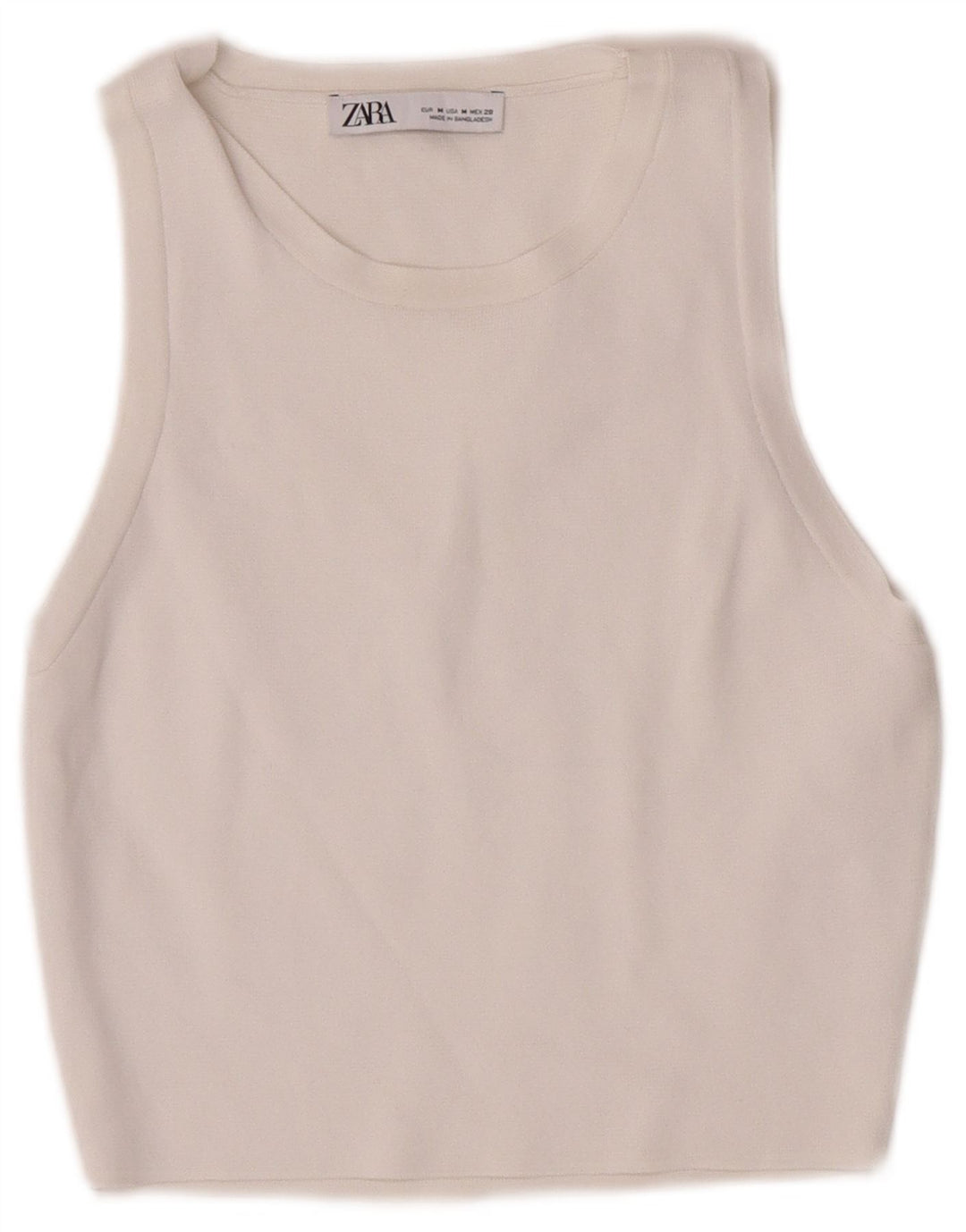 Zara Femmes Crop Débardeur UK 12 Moyen Blanc Viscose