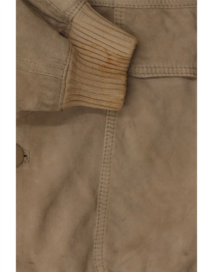 vintage Mens Suede Bomber Jacket UK 40 Grand Beige