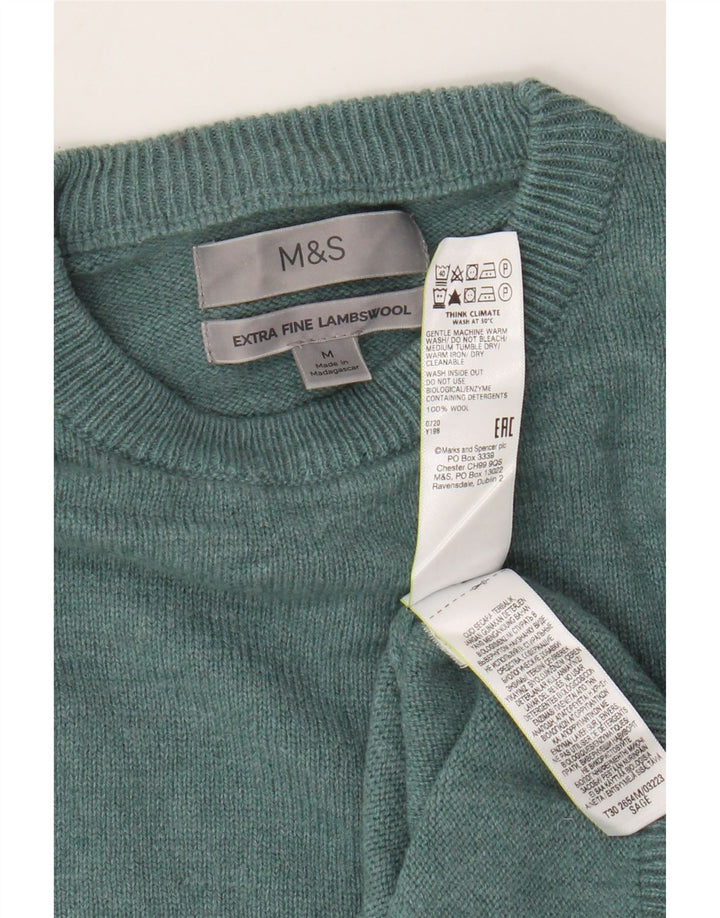 Marks & Spencer Pull Col Ras du Cou Homme Vert Moyen Laine d'Agneau