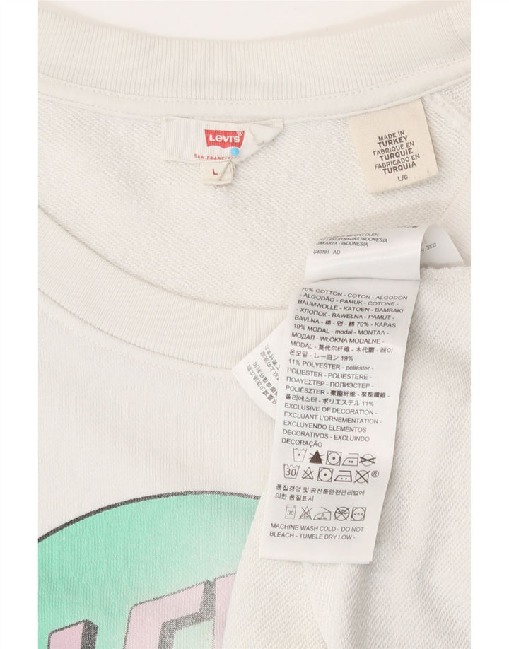 Levi's Sweat-shirt graphique pour femme UK 16 Large Blanc Coton