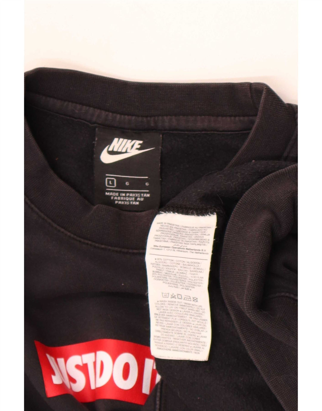 Nike Sweat-shirt graphique pour homme en coton noir Taille L