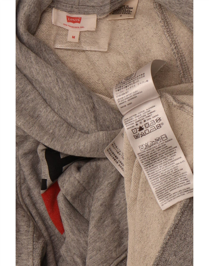 LEVI'S Pull à capuche graphique pour femme UK 14 Gris moyen en coton moucheté
