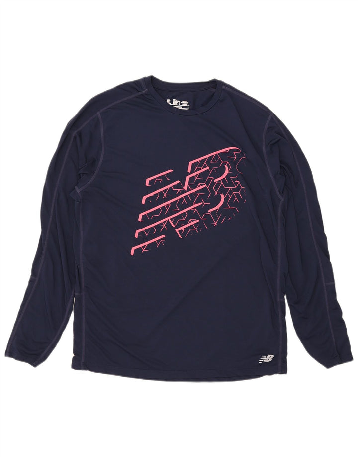 New Balance Haut graphique à manches longues pour hommes Grand bleu marine Polyester