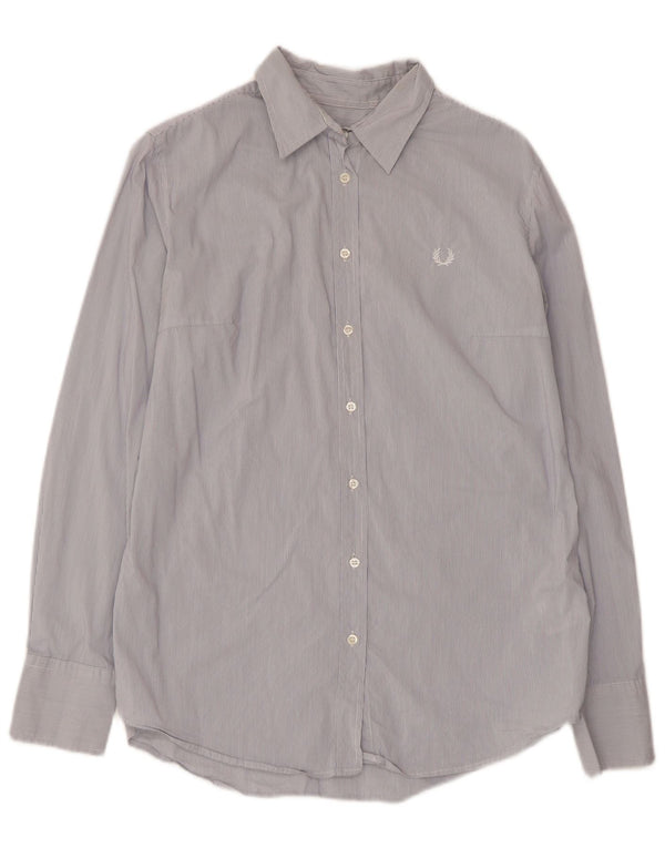 FRED PERRY Chemise femme UK 18 XL Coton à fines rayures bleues