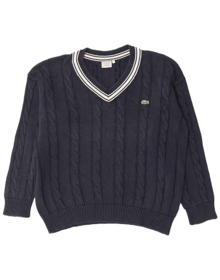 LACOSTE Homme Col V Pull Pull Taille 6 XL Bleu Marine Coton