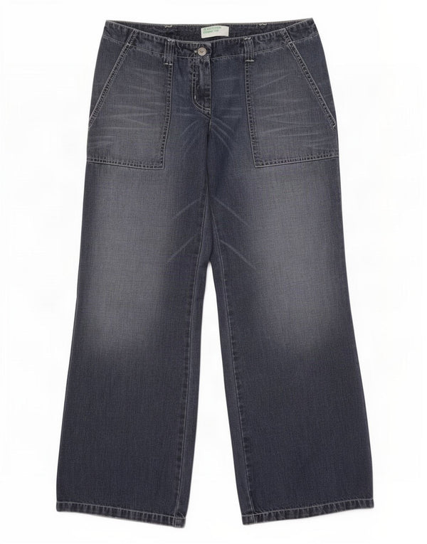 Benetton Jean Large Femme IT 44 Medium W30 L34 Bleu Marine Coton