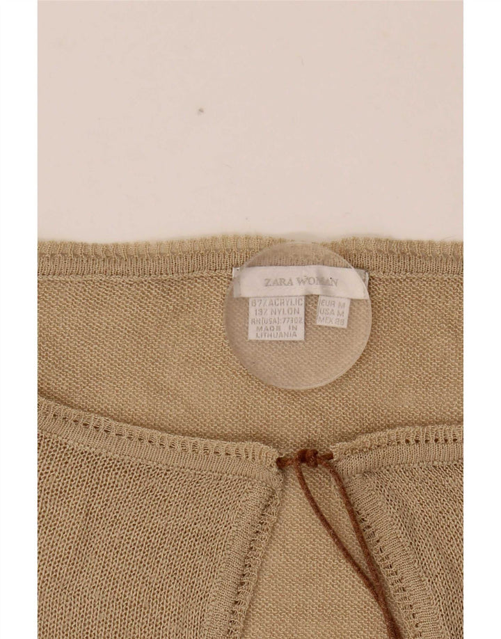 Zara Femme Top Manches Longues UK 14 Acrylique Beige Moyen
