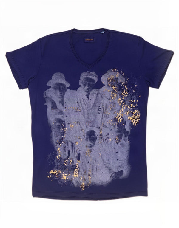 Diesel Mens Graphic T-Shirt Top Large Blue