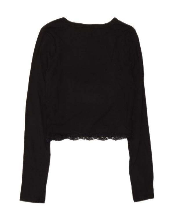 Topshop Haut court à manches longues pour femme UK 10 Petit Noir