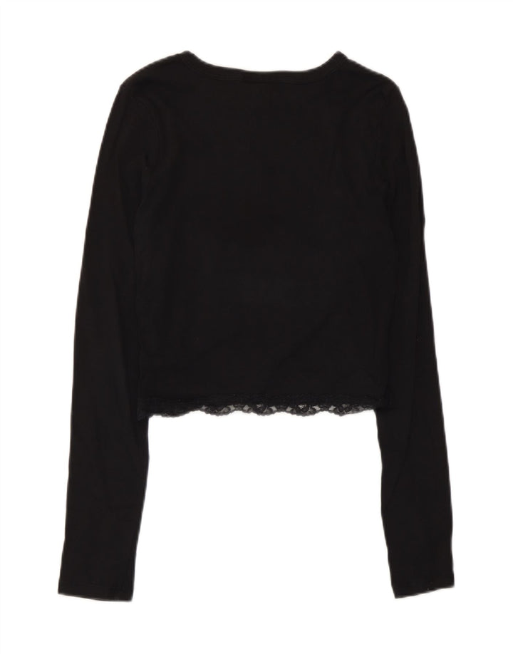 Topshop Haut court à manches longues pour femme UK 10 Petit Noir