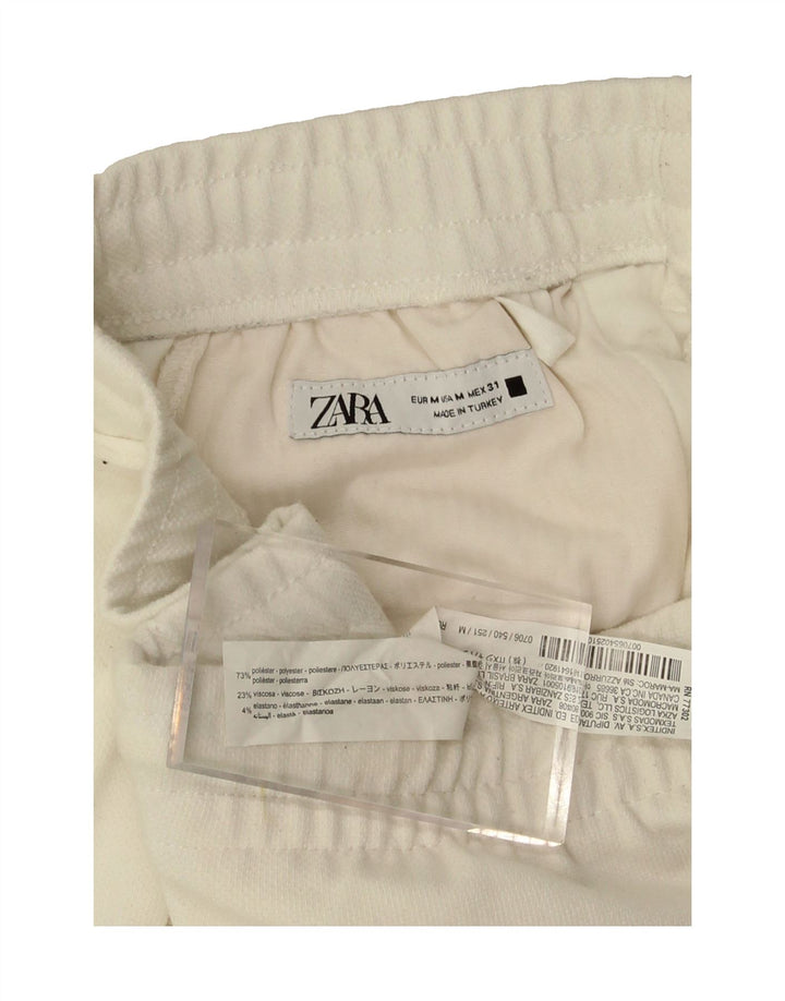 ZARA Womens Tracksuit Trousers UK 14 Medium  White Polyester Vintage Zara and Second-Hand Zara from Messina Hembry 