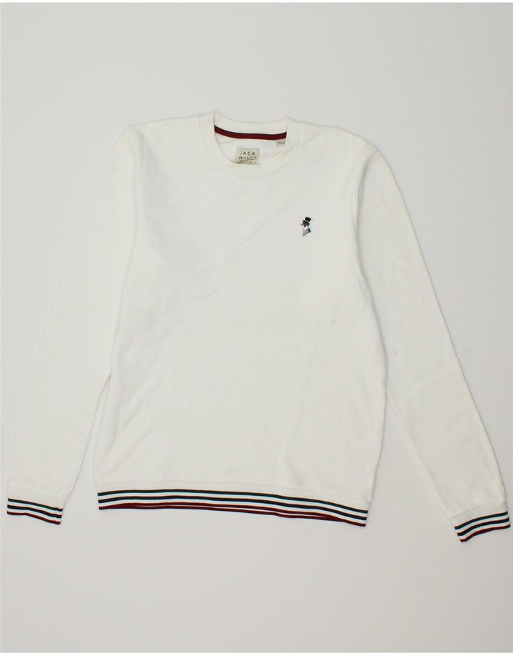 JACK WILLS Mens Sweatshirt Jumper Small Off White Cotton Vintage Jack Wills and Second-Hand Jack Wills from Messina Hembry 