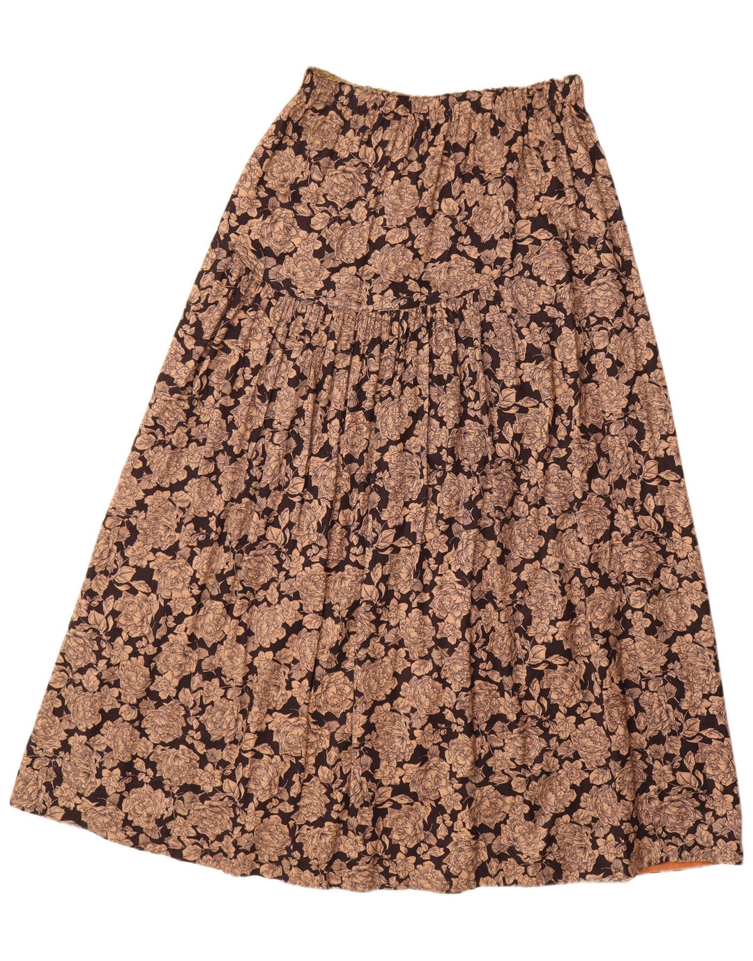 VINTAGE Jupe trapèze femme Medium W30 Viscose florale marron