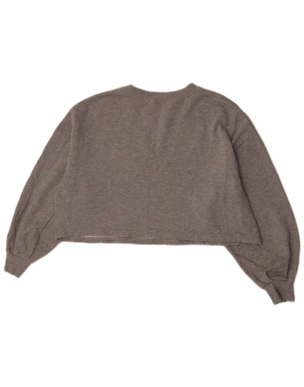 Zara Femme Brooklyn Graphic Sweat-shirt surdimensionné UK 10 Petit Gris