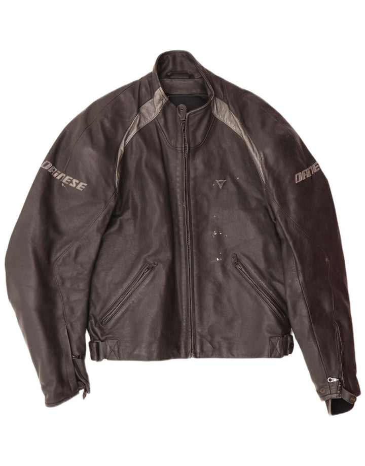 DAINESE Veste Graphic Racer Homme Taille 54 Grand Cuir Colorblock Noir