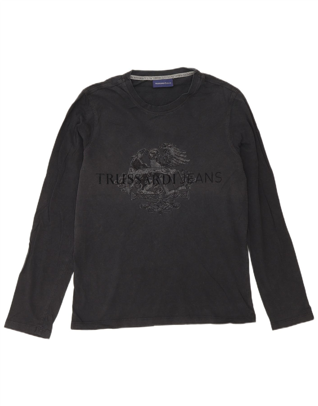 Trussardi Jeans Haut graphique à manches longues pour hommes, petit noir