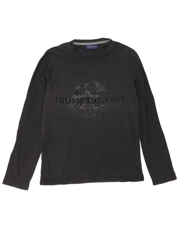 Trussardi Jeans Haut graphique à manches longues pour hommes, petit noir